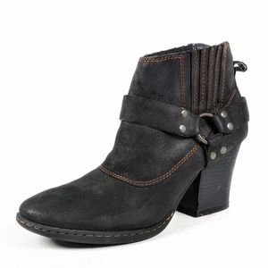 boc Born Concept Harness Black Leather Ankle Booties Size 8.5